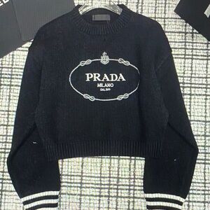 Prada Black Sweater with White Logo